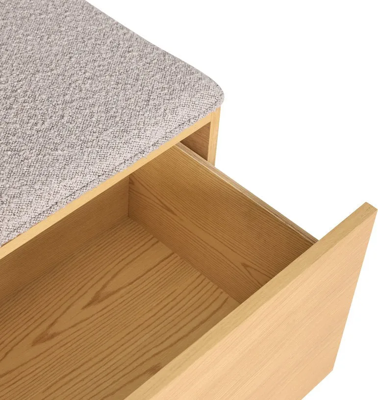Banc avec tiroir en bois de chêne naturel 90x47x45cm Alcove - Hübsch