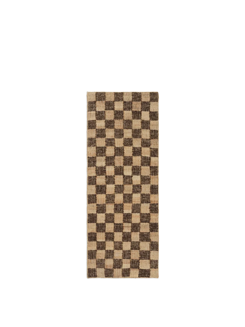 Ferm Living Check Wool Jute Runner - 70 x 180 - Coffee/Natural