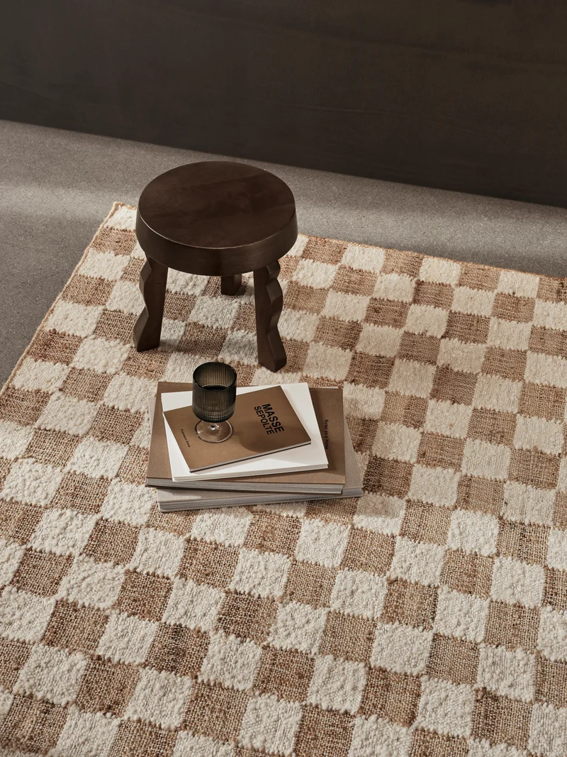 Ferm Living Check Wool Jute Teppich - 200 x 300 - Off-white/Natura