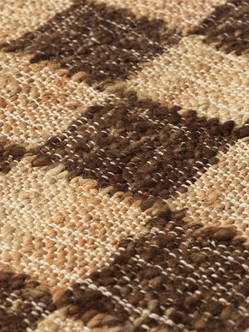 Ferm Living Check Wool Jute Teppich - 200 x 300 - Coffee/Natural