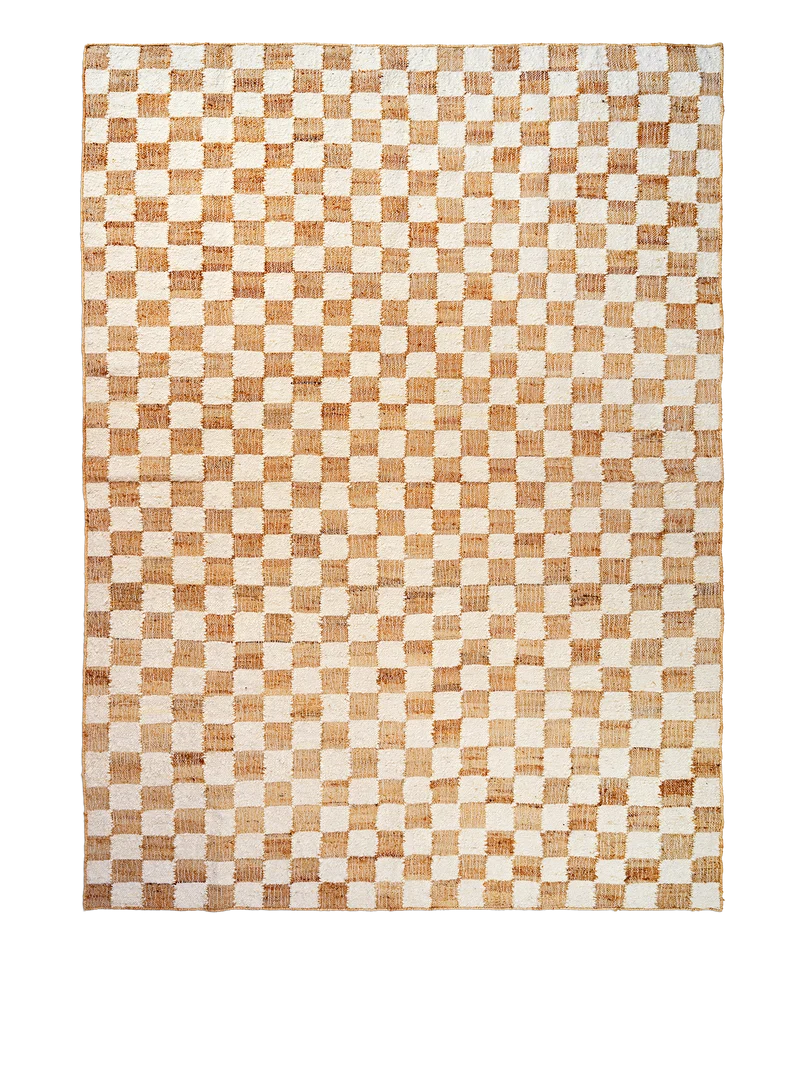 Ferm Living Check Wool Jute Teppich - 200 x 300 - Coffee/Natural