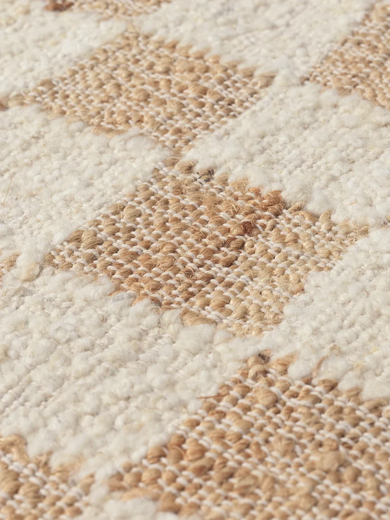 Ferm Living Check Wool Jute Teppich - 140 x 200 - Off-white/Natura