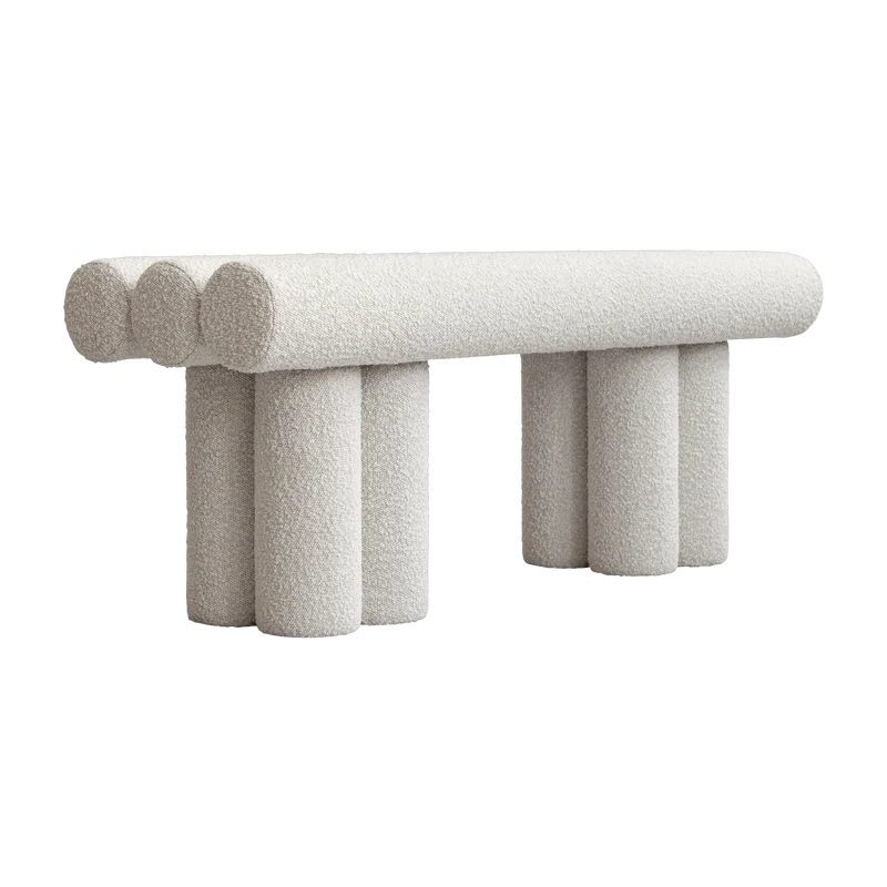 Banc en tissu bouclé blanc cassé 120x39x48,5cm Hiro - 101 COPENHAGEN