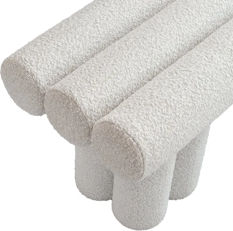 Banc en tissu bouclé blanc cassé 120x39x48,5cm Hiro - 101 COPENHAGEN