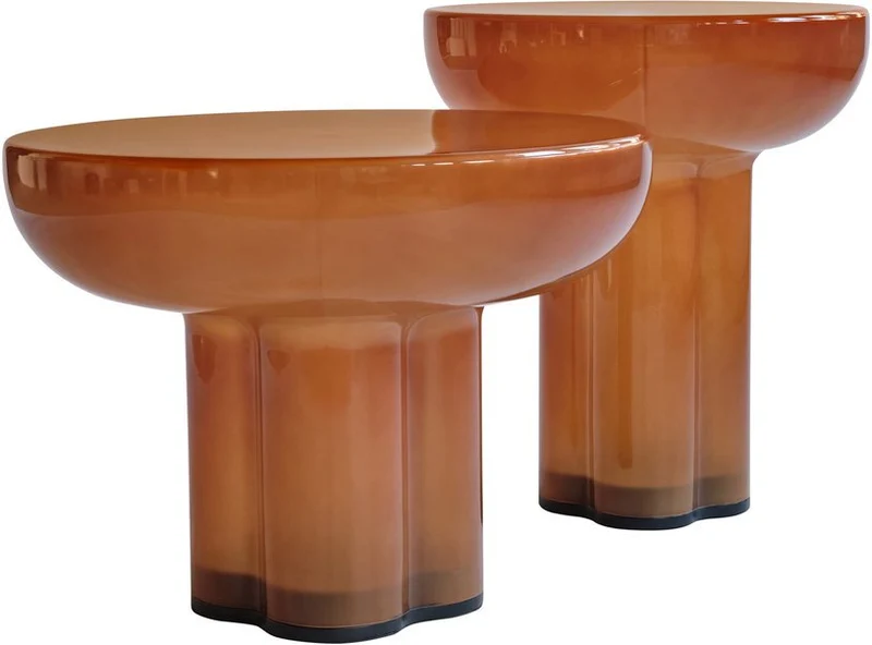 Table d'appoint ronde en verre soufflé caramel 45x50cm Crown - 101 COPENHAGEN
