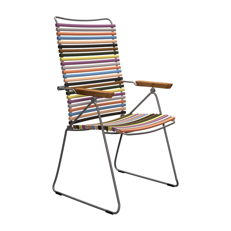 Chaise en métal et plastique multicolore rose avec accoudoirs 106,5x58,5cm Click - Houe