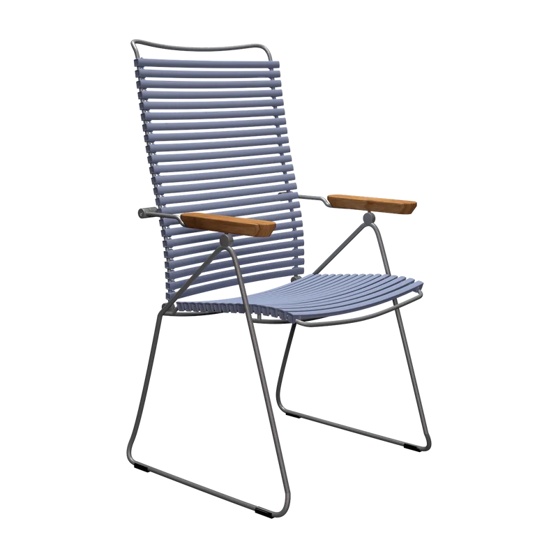 Chaise en métal et plastique bleu pigeon avec accoudoirs 106,5x58,5cm Click - Houe