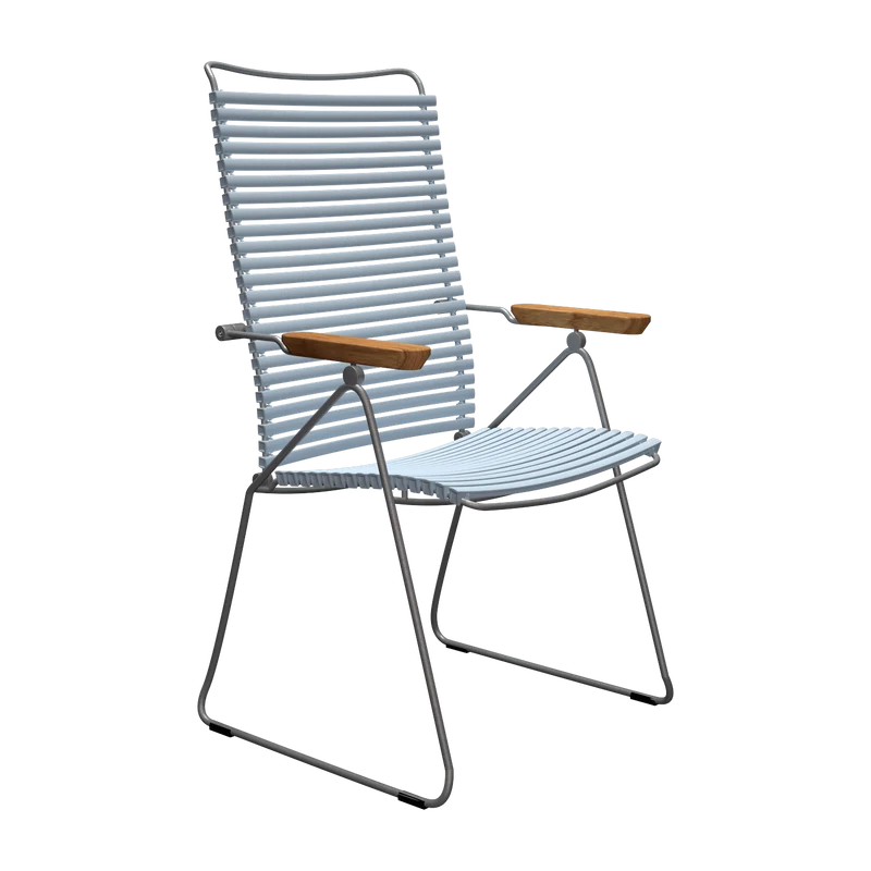 Chaise en métal et plastique bleu givré avec accoudoirs 106,5x58,5cm Click - Houe