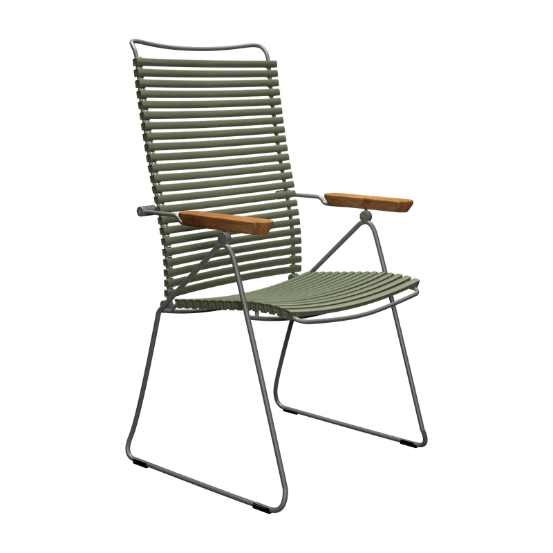Chaise en métal et plastique olive avec accoudoirs 106,5x58,5cm Click - Houe
