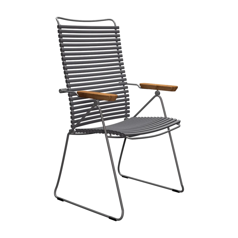 Chaise en métal et plastique gris foncé avec accoudoirs 106,5x58,5cm Click - Houe