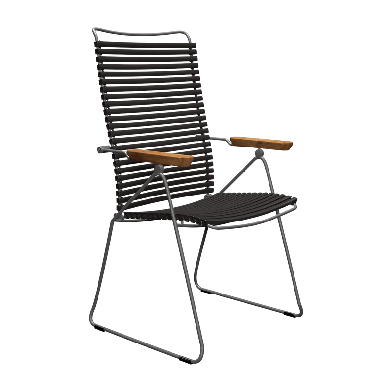 Chaise en métal et plastique noir avec accoudoirs 106,5x58,5cm Click - Houe