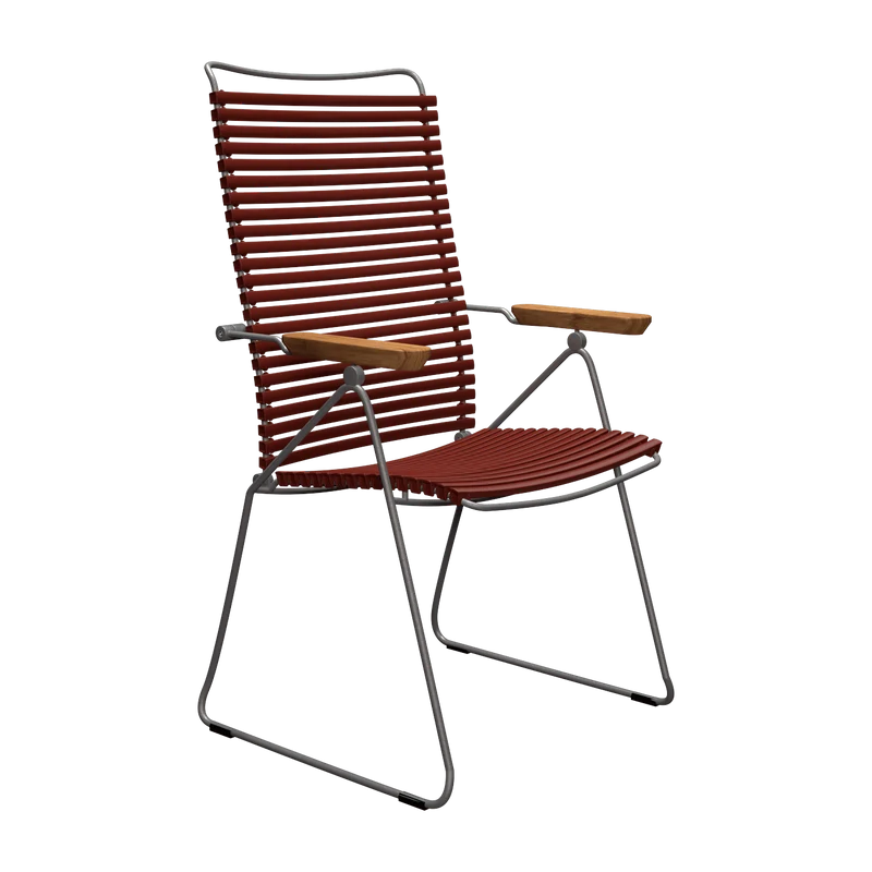 Chaise en métal et plastique paprika avec accoudoirs 106,5x58,5cm Click - Houe