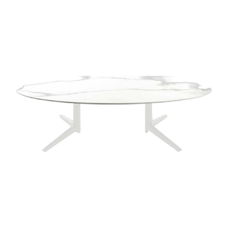 Table basse ovale effet marbre blanc 192x118 Multiplo - Kartell