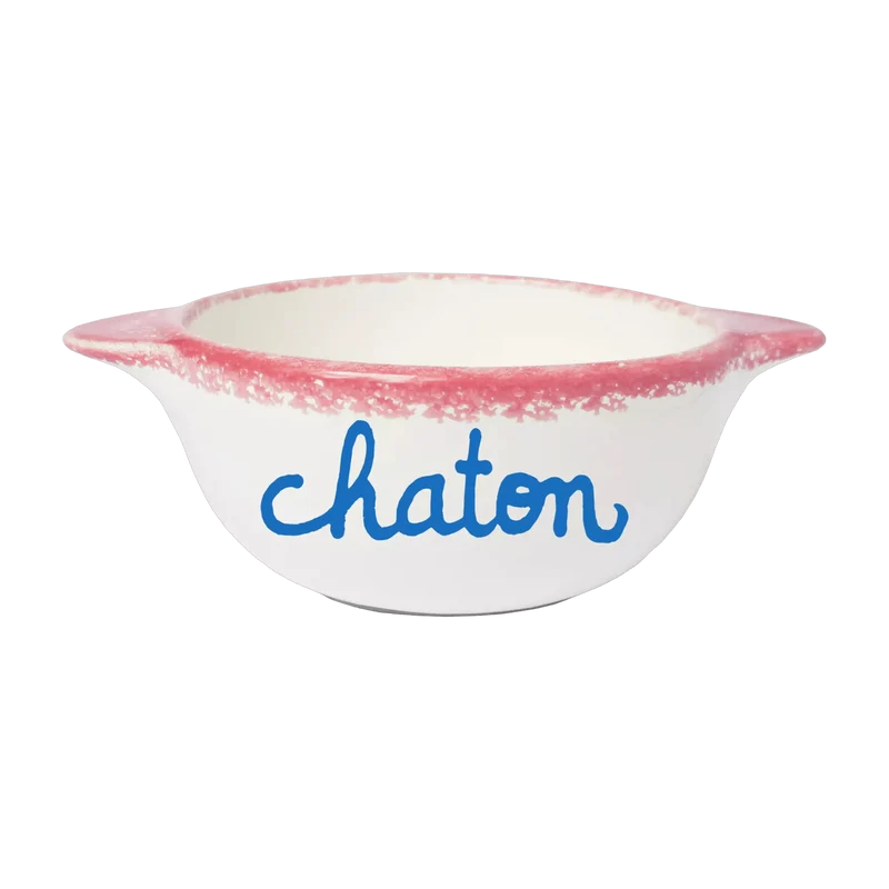 Bol breton en faïence blanche Chaton - Pied de poule
