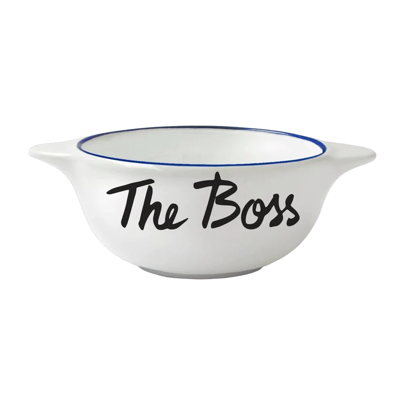Bol breton en faïence blanche The Boss - Pied de poule