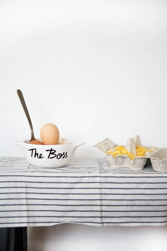 Bol breton en faïence blanche The Boss - Pied de poule