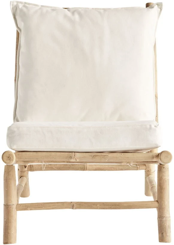 Fauteuil en bambou avec coussins blancs Low Bam - Tine K Home