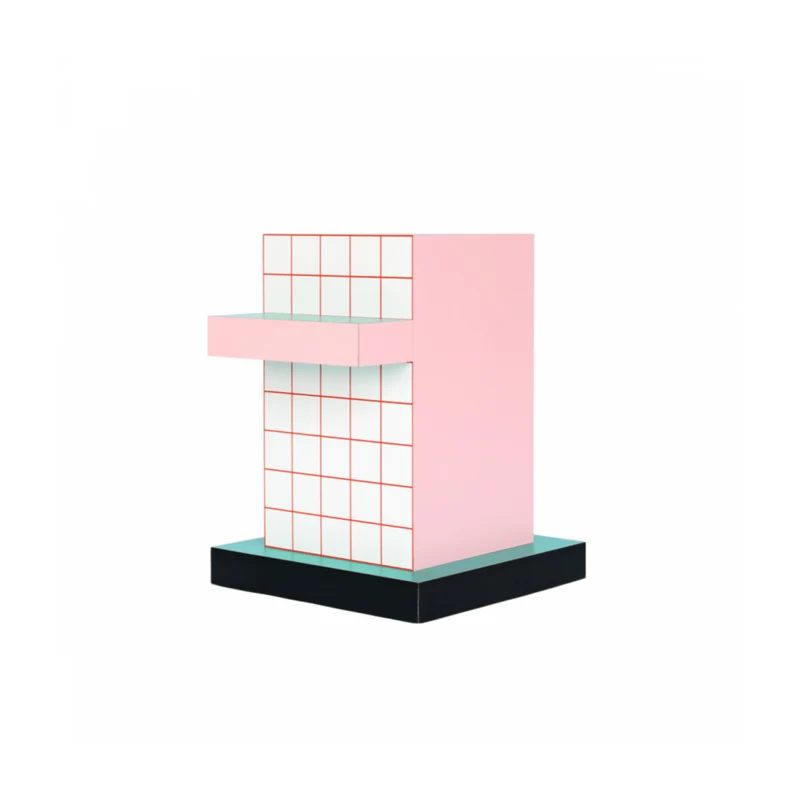 Table d'appoint en mdf et bois 42,3x42x54,6cm Superside red grid - Seletti