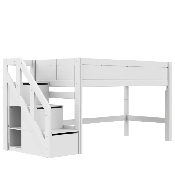Lifetime Kidsrooms Hochbett 128 cm mit Treppe - Original Weiss