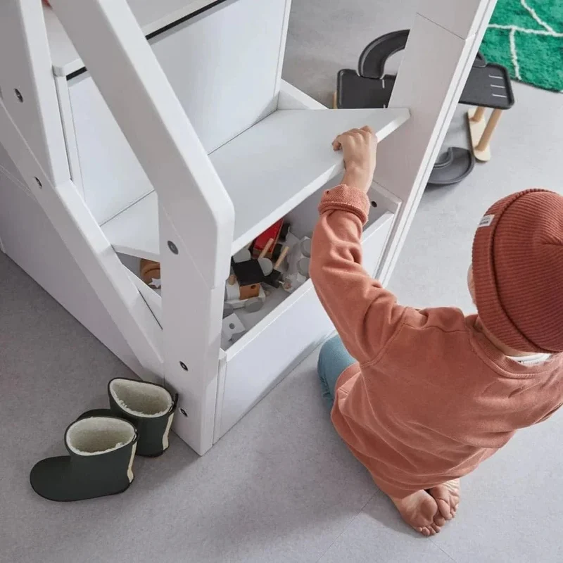 Lifetime Kidsrooms Hochbett 128 cm mit Treppe - Original Weiss