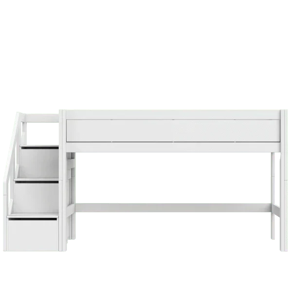 Lifetime Kidsrooms Hochbett 128 cm mit Treppe - Original Weiss