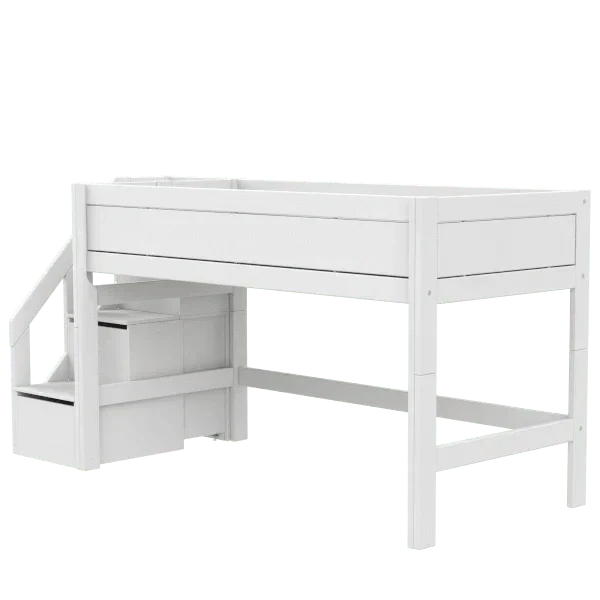 Lifetime Kidsrooms Hochbett 128 cm mit Treppe - Original Weiss