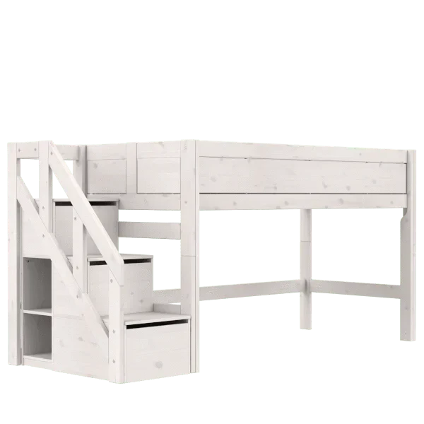 Lifetime Kidsrooms Hochbett 128 cm mit Treppe - Original Weiss
