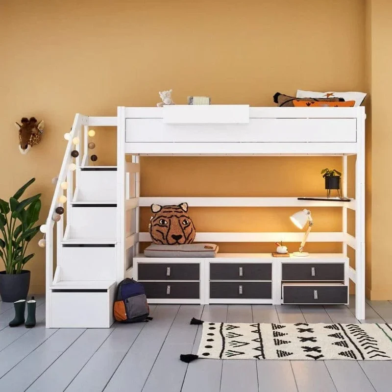 Lifetime Kidsrooms Hochbett 177 cm mit Treppe - Original Weiss
