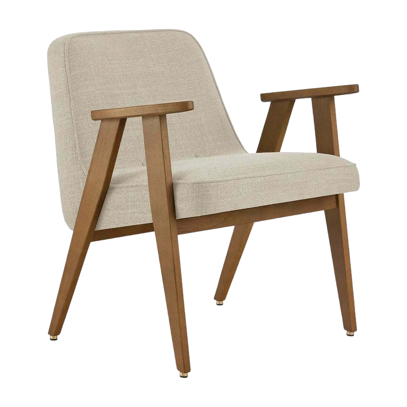 Fauteuil avec accoudoirs en tissu coco crème et chêne foncé 53 x 52 cm Série 366 Junior - 366 Concept