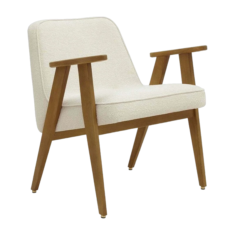Fauteuil avec accoudoirs en tissu bouclé crème et chêne foncé 53 x 52 cm Série 366 Junior - 366 Concept
