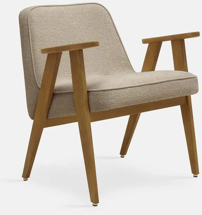 Fauteuil avec accoudoirs en tissu bouclé crème et chêne foncé 53 x 52 cm Série 366 Junior - 366 Concept