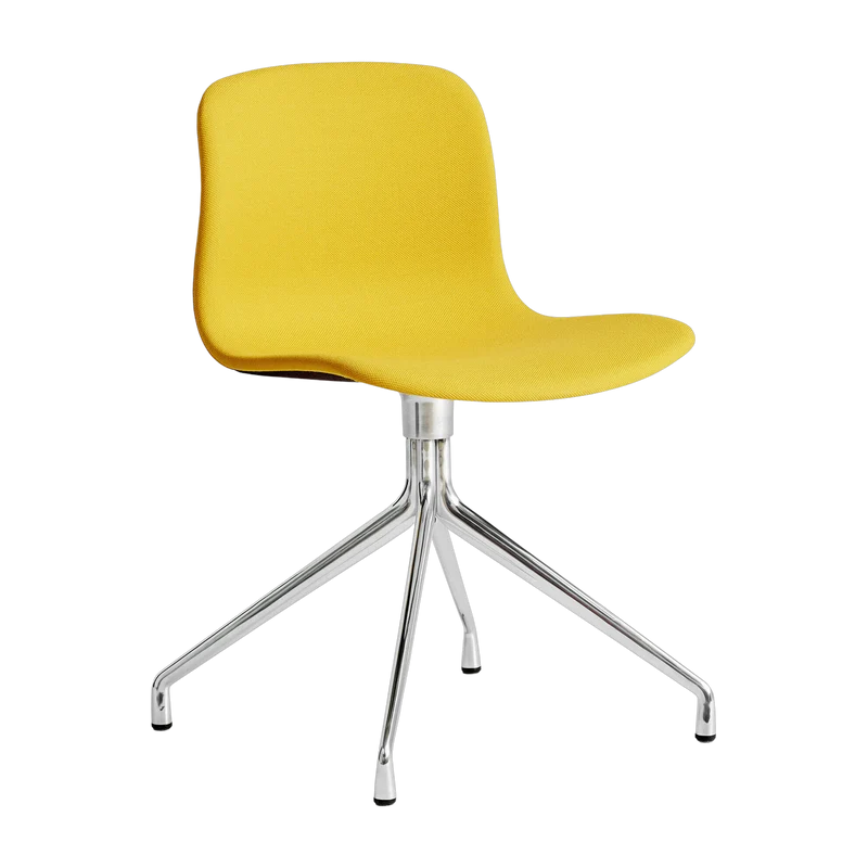 Chaise pivotante en tissu jaune steelcut trio 446 et aluminium poli AAC 11 - Hay