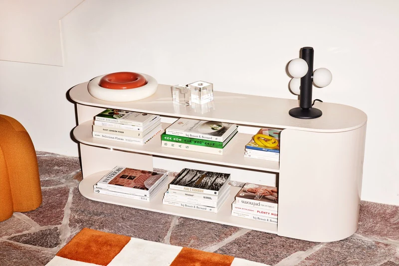 Console en frêne beige et acier beige 140x36,5x52cm Plateau - Fest Amsterdam