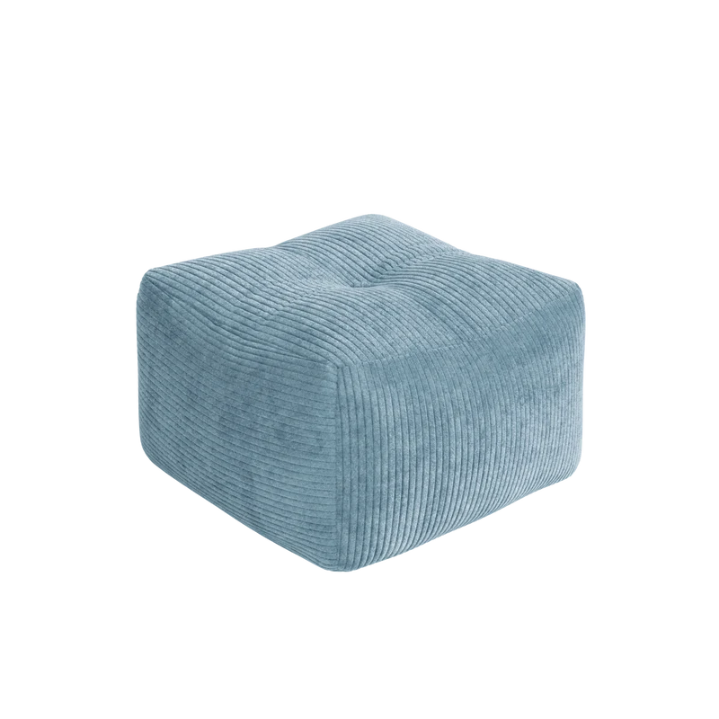 Pouf en velous strié bleu 50x35cm Buddy - Karup
