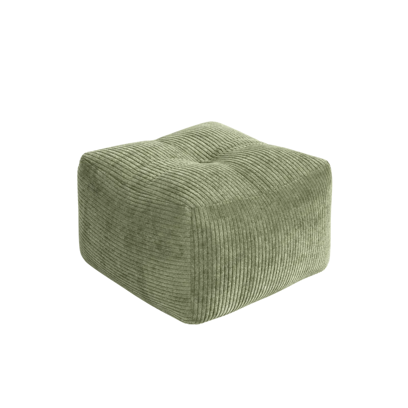 Pouf en velous strié kaki 50x35cm Buddy - Karup