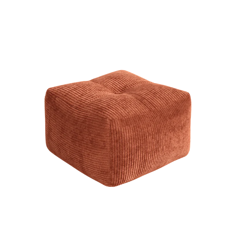 Pouf en velous strié retro orange 50x35cm Buddy - Karup