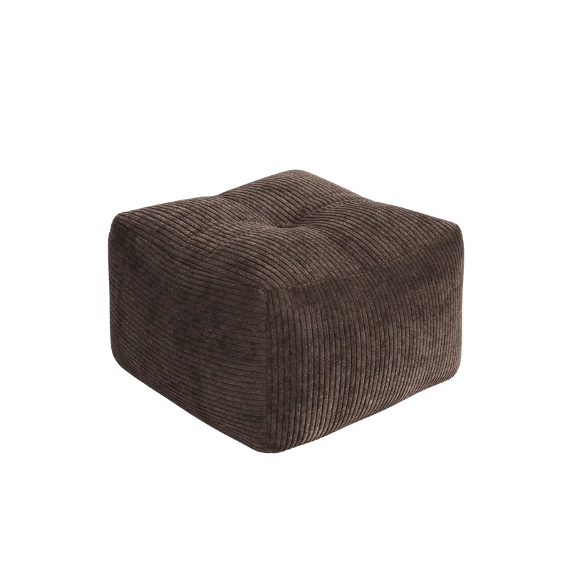 Pouf en velous strié marron foncé 50x35cm Buddy - Karup