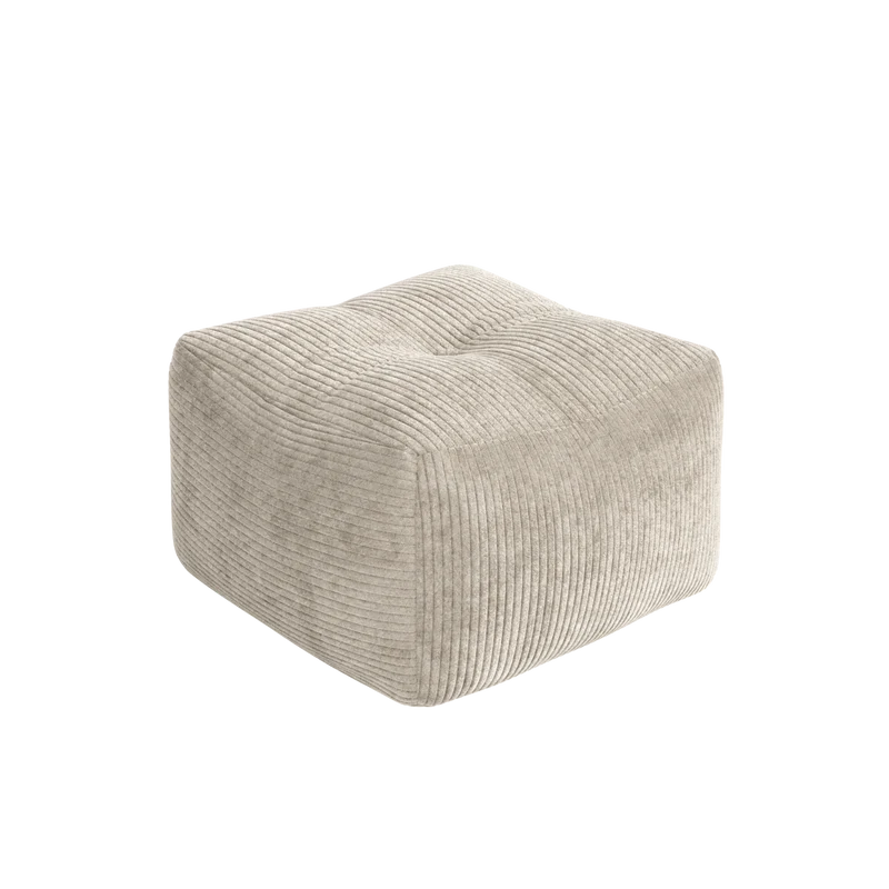 Pouf en velous strié crème 50x35cm Buddy - Karup