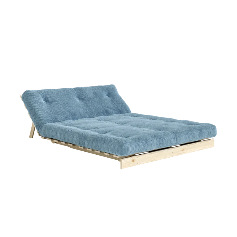 Canapé-lit en pin massif avec matelas bleu 140x200cm Roots - Karup