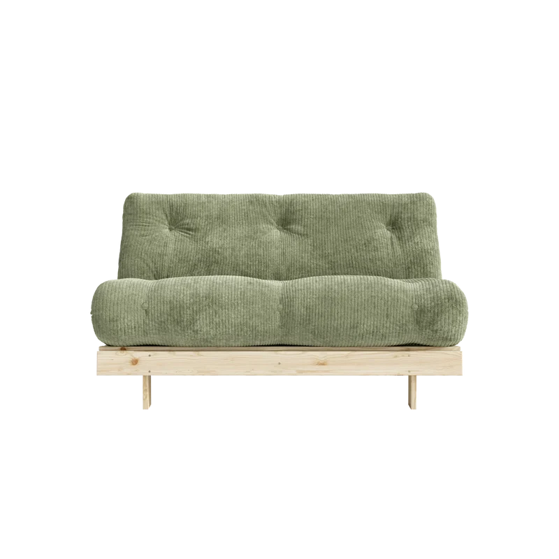 Canapé-lit en pin massif avec matelas retro vert 140x200cm Roots - Karup