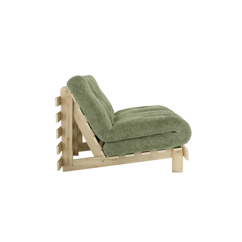 Canapé-lit en pin massif avec matelas retro vert 140x200cm Roots - Karup