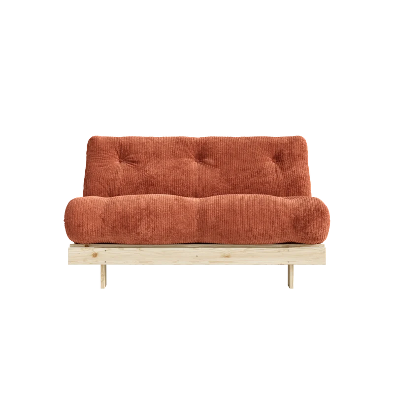 Canapé-lit en pin massif avec matelas retro orange 140x200cm Roots - Karup