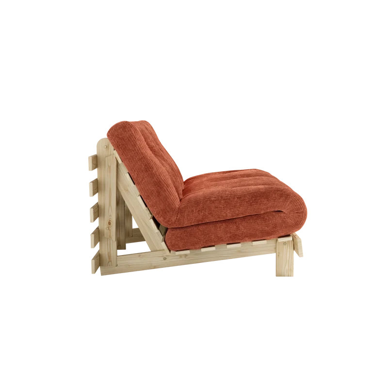 Canapé-lit en pin massif avec matelas retro orange 140x200cm Roots - Karup