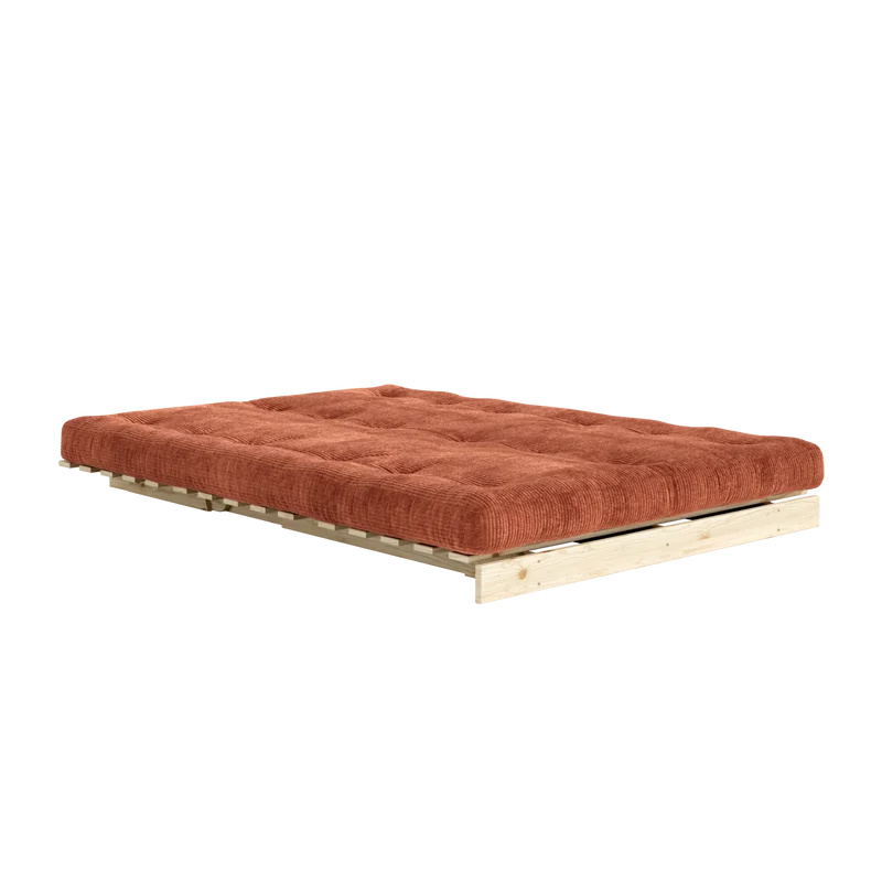 Canapé-lit en pin massif avec matelas retro orange 140x200cm Roots - Karup