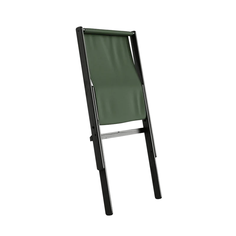 Chaise pliante en hêtre noir et matelas en coton vert olive 65x88x75cm Boogie raw - Karup Design