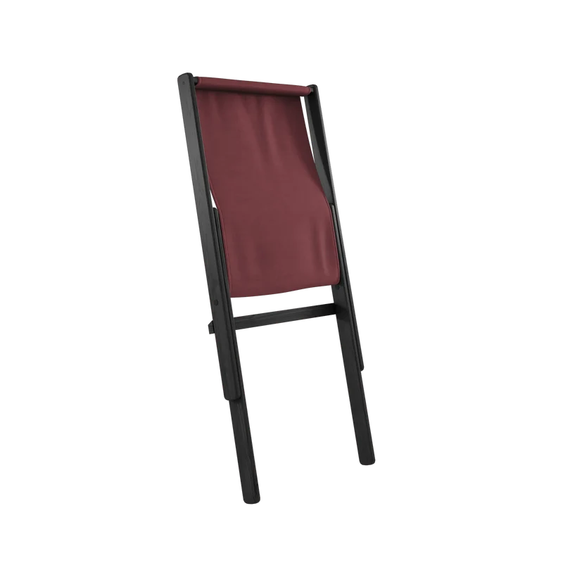 Chaise pliante en hêtre noir et matelas en coton bordeaux 65x88x75cm Boogie raw - Karup Design