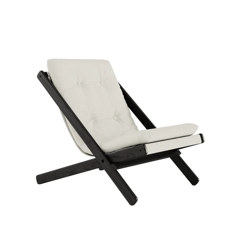 Chaise pliante en hêtre noir et matelas en coton natural 65x88x75cm Boogie raw - Karup Design