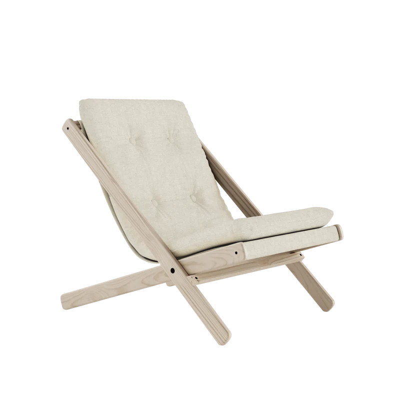 Chaise pliante en hêtre et matelas en coton lin 65x88x75cm Boogie raw - Karup Design