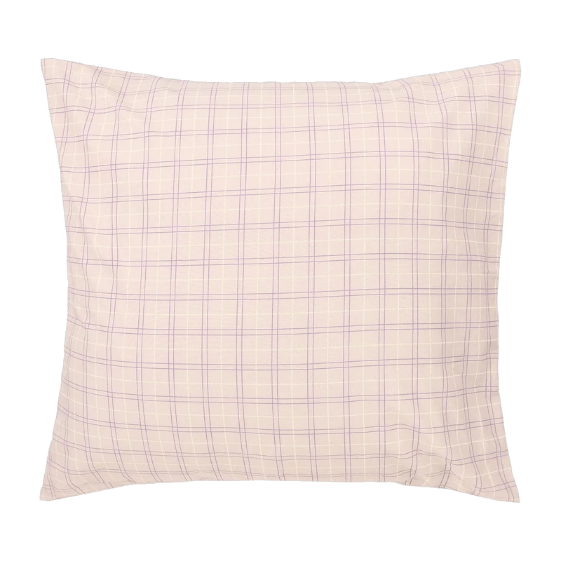 Taie d'oreiller carrée en popeline de coton bio à carreaux rose et violet 60 x 60 cm Sheldon - Nobodinoz