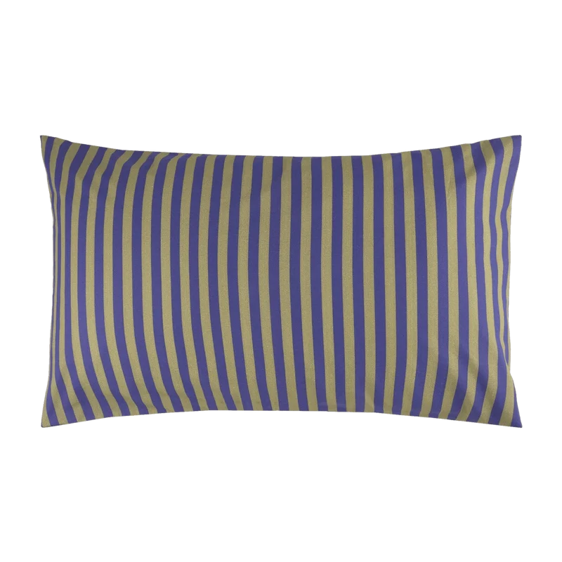 Taie d'oreiller en popeline de coton bio à rayures bleu indigo 50 x 75 cm Leonard - Nobodinoz